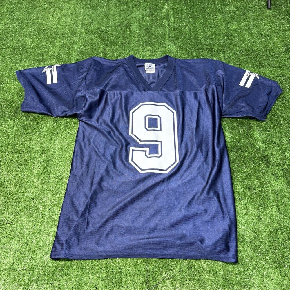 Mens Authentic Apparel Tony Romo #9 Dallas Cowboys Navy Football Jersey Medium
